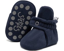 Steppies - Babyslofjes Antislip voor Jongens en Meisjes - Marineblauw - 6-12 Maanden (11.5cm) - Schoenmaat 18-19 - Stappertjes