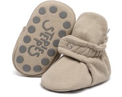 Steppies - Babyslofjes Antislip voor Jongens en Meisjes - Taupe - 6-12 Maanden (11.5cm) - Schoenmaat 18-19 - Stappertjes