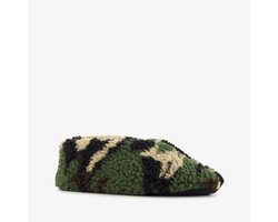 Thu!s kinder teddy sloffen met camouflage print groen - Maat 35 - Pantoffels