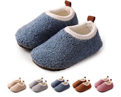 Winterpantoffels voor kinderen van katoen - Antislip pantoffels voor binnenshuis - Zachte pluche pantoffels voor thuis - Verdikte herfst- en winterkatoenen schoenen - Maat 30-31, binnenlengte 17,5 cm (De maten vallen klein)