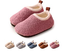 Winterpantoffels voor kinderen van katoen - Antislip pantoffels voor binnenshuis - Zachte pluche pantoffels voor thuis - Verdikte herfst- en winterkatoenen schoenen - Maat 32-33, binnenlengte 19 cm (De maten vallen klein)
