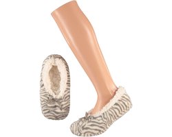 Apollo Ballerina pantoffels/sloffen dierenprint - kinderen - zebra - grijs - maat 31-33