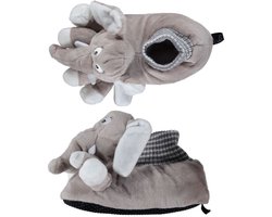 Apollo Dieren sloffen/pantoffels olifant - kinderen - grijs - Pluche dierensloffen olifantenkop - voor kinderen