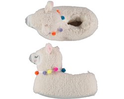 Apollo Kinder sloffen alpaca / lama - dieren pantoffels - beige - maat 27-28 - warme wintersloffen