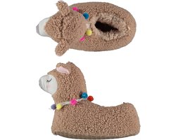 Apollo Kinder sloffen alpaca / lama - dieren pantoffels - taupe - maat 35-36 - warme wintersloffen