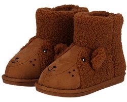 Apollo kindersloffen - beer - bruin - pantoffels - met antislip - voor kinderen - teddystof 31-32