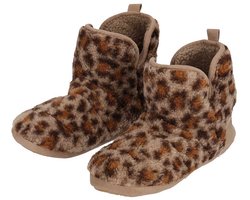 Apollo kindersloffen - luipaard - donkerbruin - pantoffels - met antislip - voor kinderen 33-34