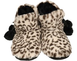 Apollo Pantoffels/sloffen luipaard print - kinderen - beige - maat 39-40 - dieren sloffen - hoog