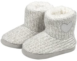 Apollo Peuter sloffen/pantoffels met hart - hoog model - lichtgrijs - maat 25-26 - huissloffen