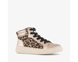 Blue Box hoge meisjes sneakers met panterprint beige parelmoer - Maat 36