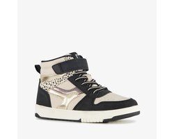 Blue Box hoge meisjes sneakers met panterprint details zwart beige - Maat 31
