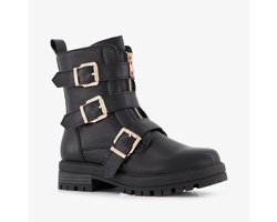 Blue Box meisjes biker boots met gespen zwart - Maat 35