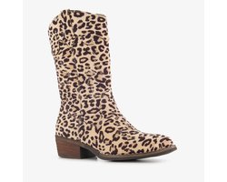 Blue Box meisjes cowboy western laarzen met panterprint beige - Maat 34