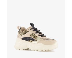 Blue Box meisjes dad sneakers met panterprint beige - Maat 34 - Uitneembare zool