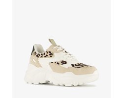 Blue Box meisjes dad sneakers met panterprint details beige - Maat 31 - Uitneembare zool