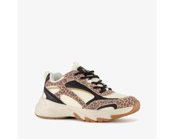 Blue Box meisjes sneakers met panterprint details bruin beige - Maat 34 - Uitneembare zool