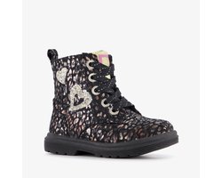 Blue Box meisjes veterboots met glitters en hartjes zwart - Maat 25 - Uitneembare zool