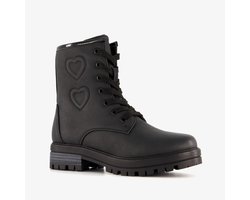 Blue Box meisjes veterboots met hartjes zwart - Maat 35