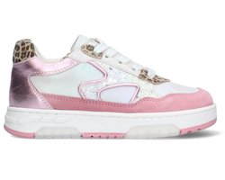 Braqeez 426177-470 Meisjes Lage Sneakers - Roze - Leer - Veters