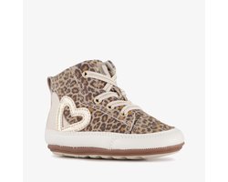 Groot leren babyschoenen met panterprint beige bruin - Maat 19 - Uitneembare zool - In cadeauverpakking