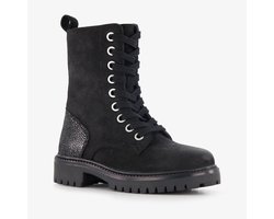 Groot suède meisjes veterboots zwart - Maat 30