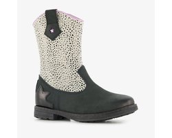 Stap leren meisjes cowboy western laarsjes zwart wit - Maat 29