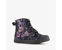 Stap leren meisjes veterboots paars zwart - Maat 27 - Uitneembare zool