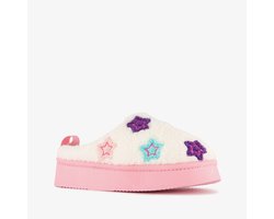 Thu!s teddy instap pantoffels met sterren wit roze - Maat 30/31 - Sloffen