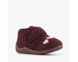 Thu!s teddy meisjes pantoffels hartjes - Rood - Sloffen - Maat 20