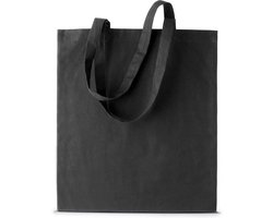 2x stuks basic katoenen schoudertasje in het zwart 38 x 42 cm met lange hengsels - Boodschappentassen - Goodie bags