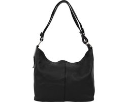 AmbraModa GL005 - Dames lederen handtas schoudertas hobo tas Zwart
