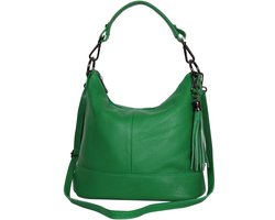 AmbraModa GLX09 - Dames handtas, schoudertas van echt leer. Groen