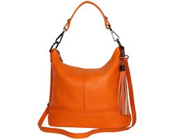 AmbraModa GLX09 - Dames handtas, schoudertas van echt leer. Oranje