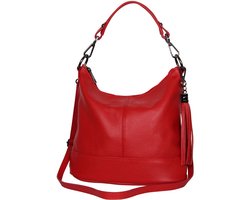 AmbraModa GLX09 - Dames handtas, schoudertas van echt leer. Rood