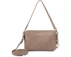Bag2Bag Kleine Leren Schoudertas Dames Nice Grey/Taupe met ziverkleurige hardwaren