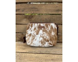 Bag2Bag Stijlvolle Leren Crossbody tas / Schoudertas met Koeienhuid Sintra Cognac - print 1