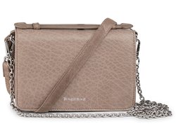 Bag2Bag Stoere Kleine Leren Schoudertas Berlin Grey/Taupe met zilverkleurige hardware