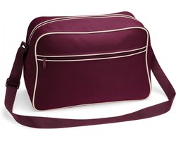Bagbase Schoudertas Retro - bordeaux rood - met rits zakken - middelgroot - 40 x 28 x 18 cm - 18L