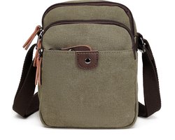 Bagwise® Canvas kleine Schoudertas - Slingbag - Crossbodytas - Dames - Heren - 1322 Groen