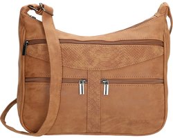 Beagles Albacele Crossbody Schoudertas - Handige Ritsvakken - Dames Tas - Cognac