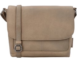 Beagles Benidorm Schoudertas - Crossbody - Dames - Tas - Overslag - Praktisch - Leren Dames Tas - Taupe