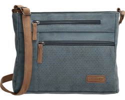 Beagles Brunete Crossbody Schoudertas - Handige Ritsvakken - Dames Tas - Jeansblauw