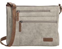 Beagles Brunete Crossbody Schoudertas - Handige Ritsvakken - Dames Tas - Lichtgrijs