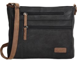 Beagles Brunete Crossbody Schoudertas - Handige Ritsvakken - Dames Tas - Zwart