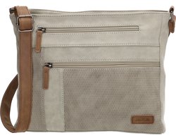Beagles Brunete Crossbody Schoudertas met Handige Ritvakken - Dames Tas - Lichtgrijs.