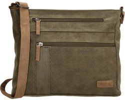 Beagles Brunete Crossbody Schoudertas met Handige Ritvakken - Dames Tas - Olijfgroen.