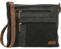 Beagles Brunete Crossbody Schoudertas met Handige Ritvakken - Dames Tas - Zwart.