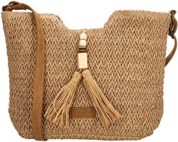 Beagles Lanzarote Schoudertas - Crossbodytas - Riet - Schouderband - Verstelbaar - Dames Tas - Natuur