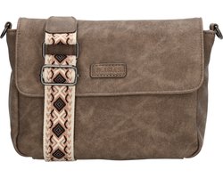 Beagles Malaga Crossbody Schoudertas met Trendy Schouderband - Dames Tas - Donkertaupe.
