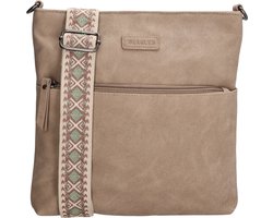 Beagles Malaga Crossbody Schoudertas met Trendy Schouderband - Dames Tas - Lichttaupe.